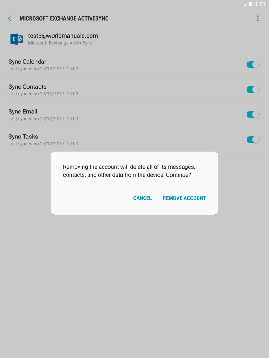 Press REMOVE ACCOUNT.