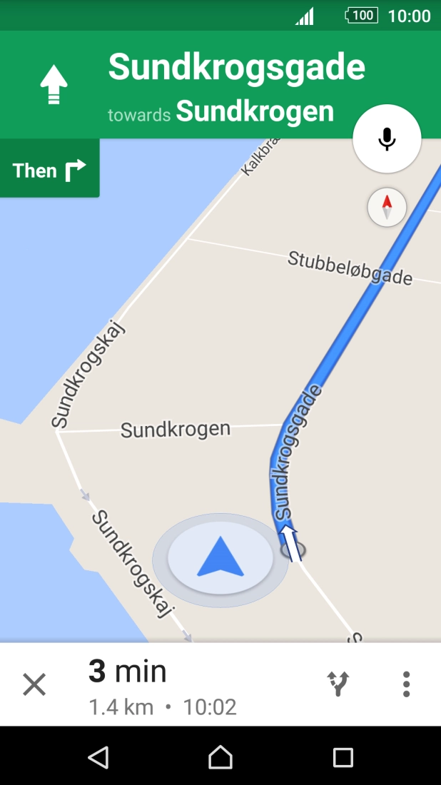 The travel information at the bottom of the screen shows your travel time, estimated time of arrival and distance to destination.