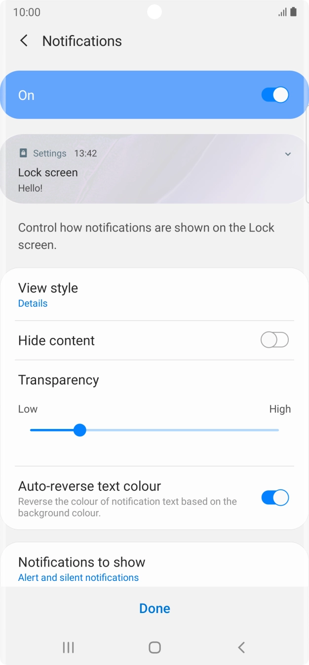 Press the required settings to turn them on or off.