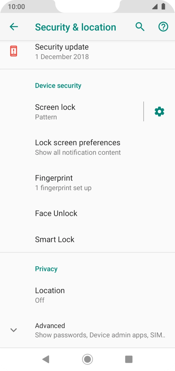 Press Screen lock and key in the additional phone lock code you created earlier.