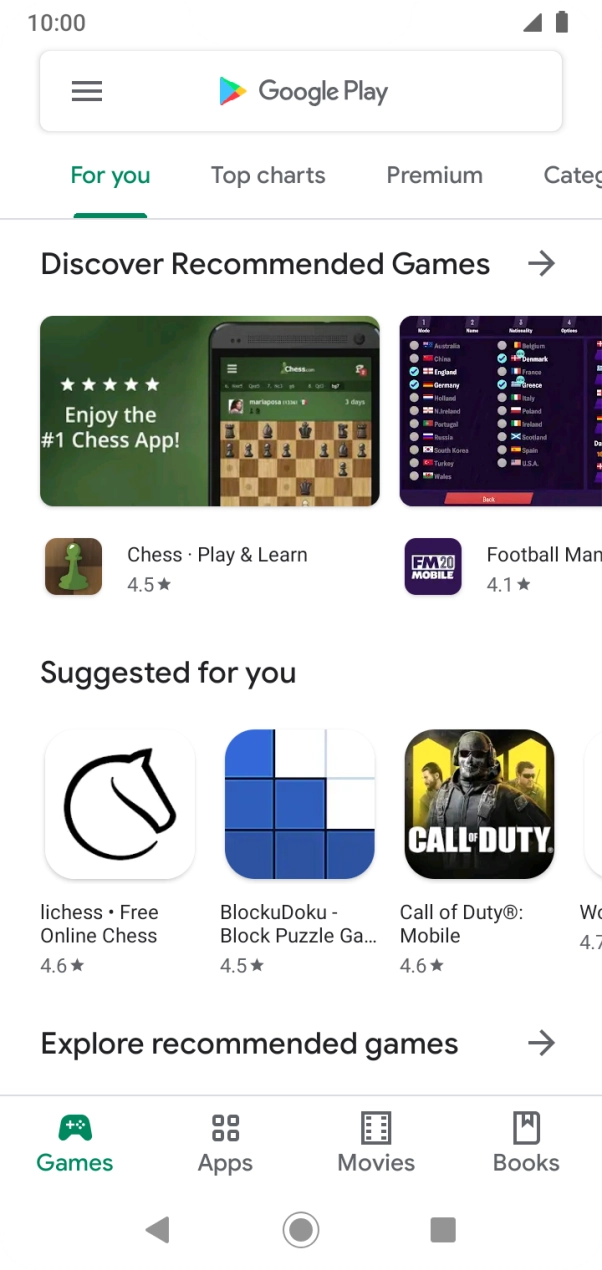 Press the search field.