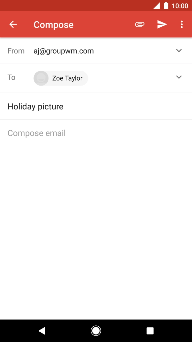 Press the text input field and write the text for your email.
