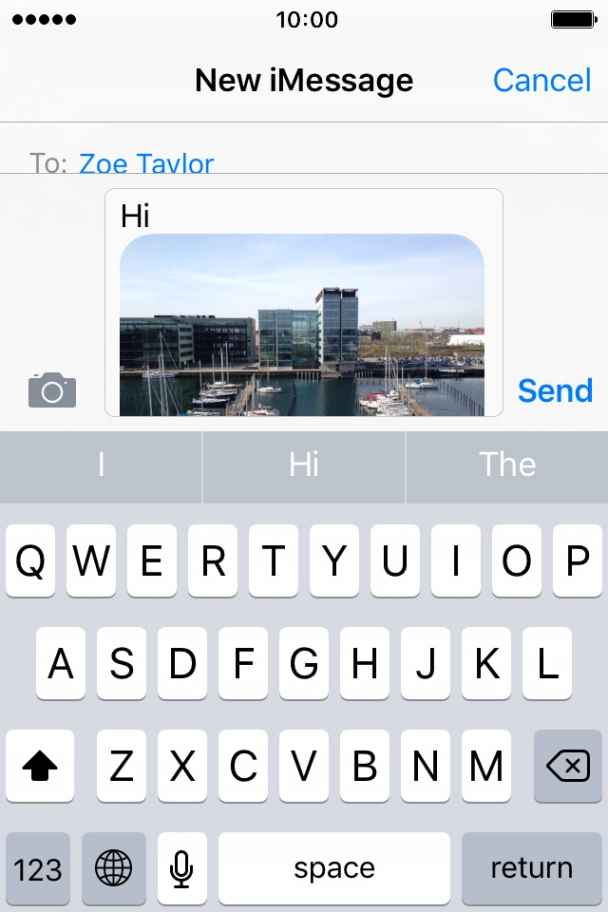 Press Send when you've written your iMessage.