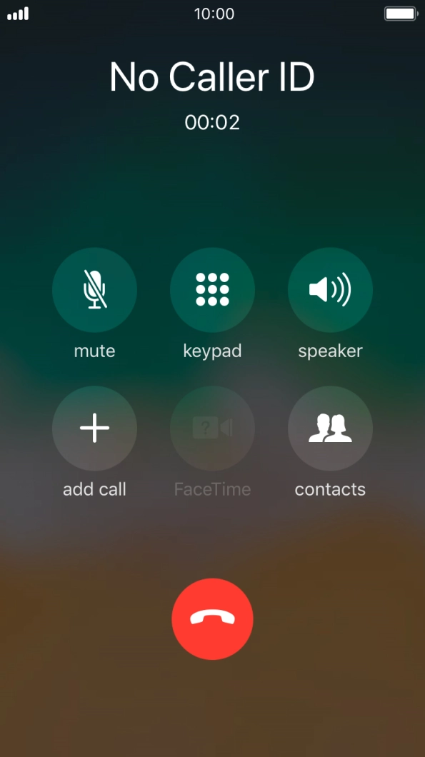 Press the end call icon to end the call and return to the home screen.