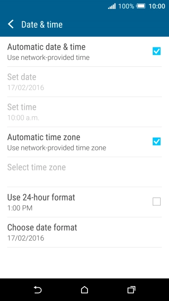 Press Automatic date & time to turn on the function.