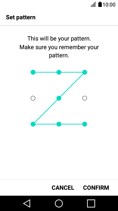 Repeat the selected phone lock code and press CONFIRM.