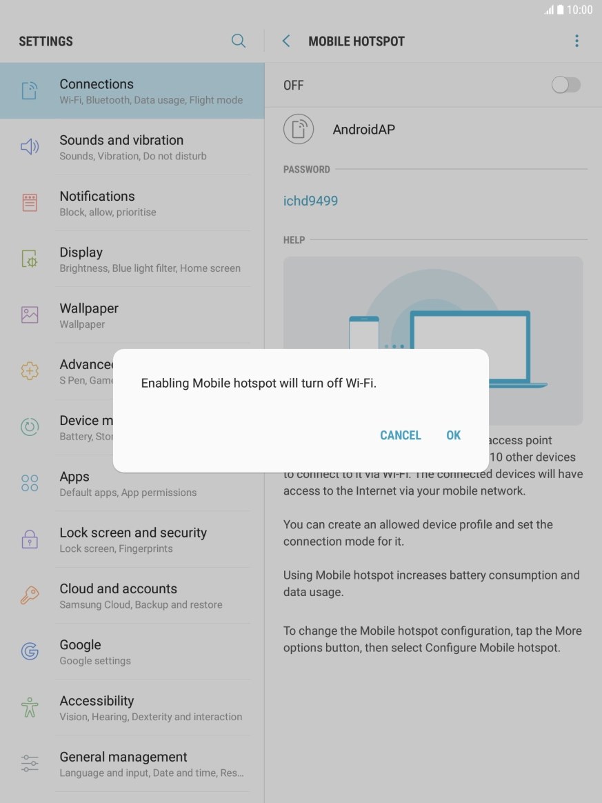 If Wi-Fi is turned on, press OK. If Wi-Fi is turned on, press OK.