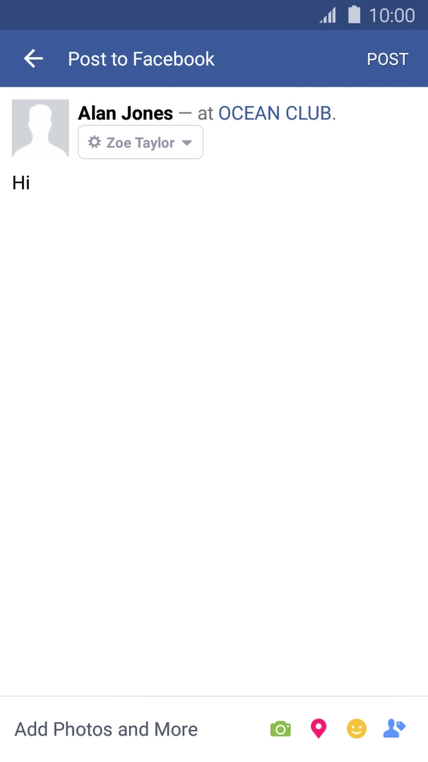 Write the required text and press POST.