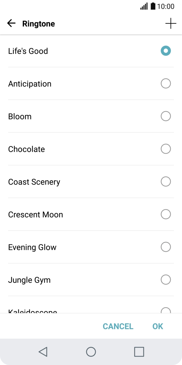 Press the add ring tone icon and go to the required ring tone.