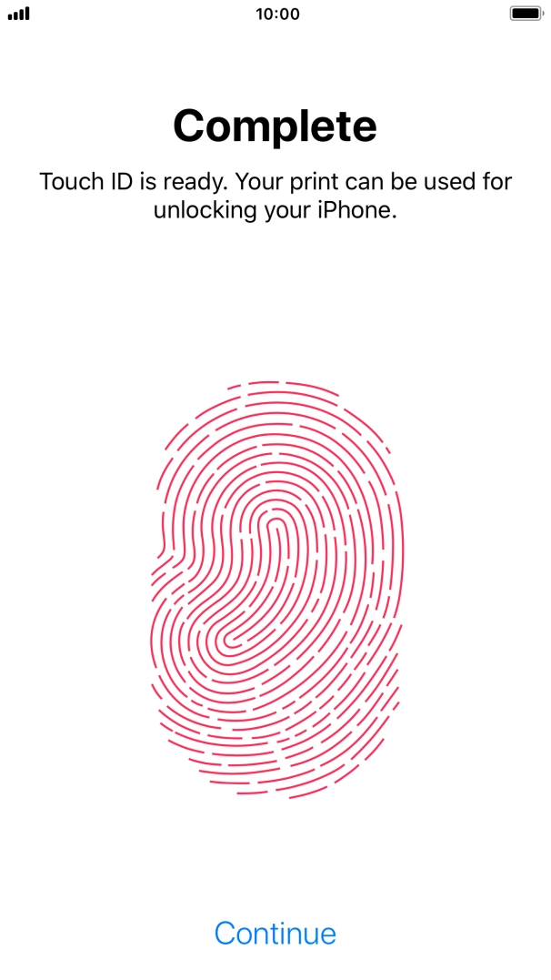 Press Continue. If you haven't previously selected a phone lock code, key in a code of your own choice twice.