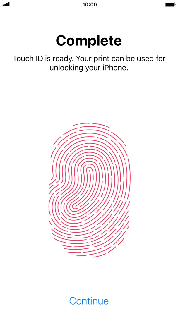 Press Continue. If you haven't previously selected a phone lock code, key in a code of your own choice twice.