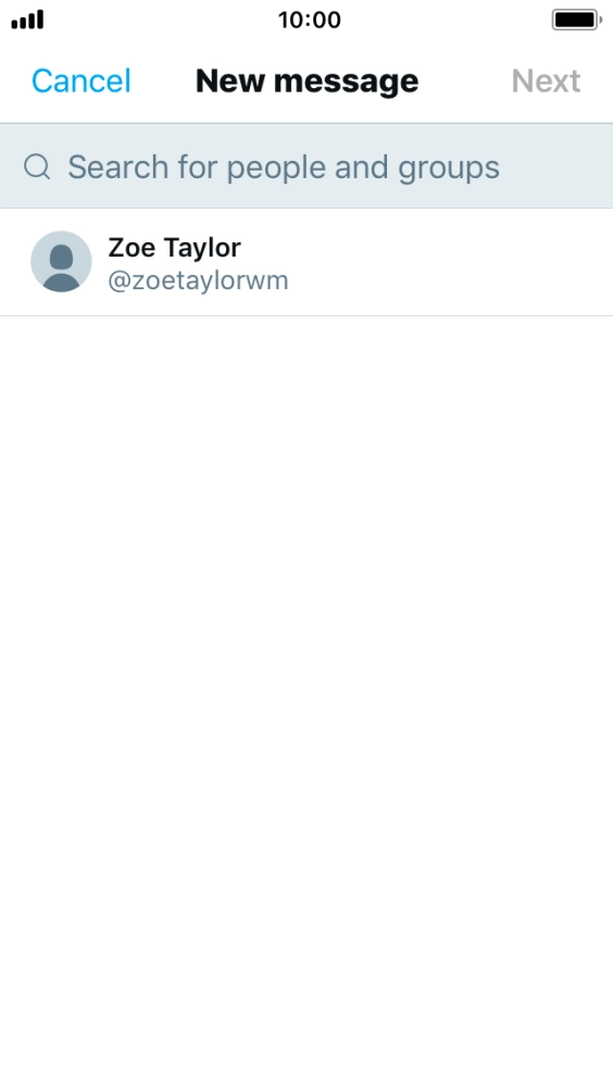 Press the search field and key in the first letters of the recipient's name.