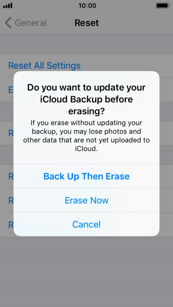 Press the required setting. Press the required setting.