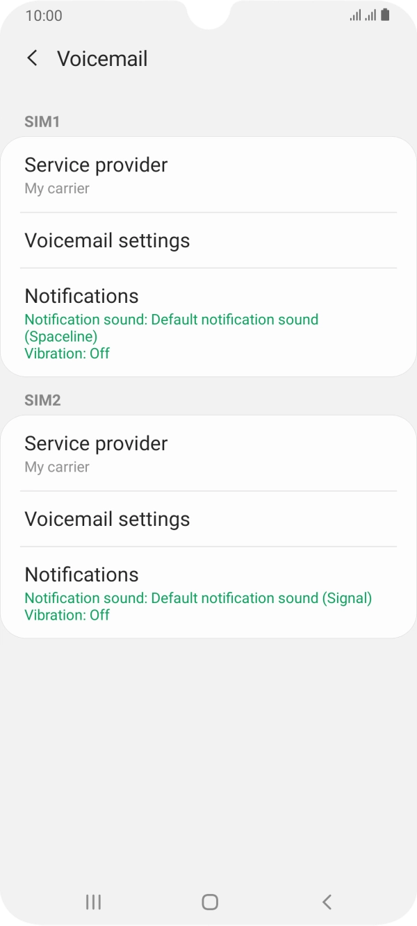 Press Voicemail settings.