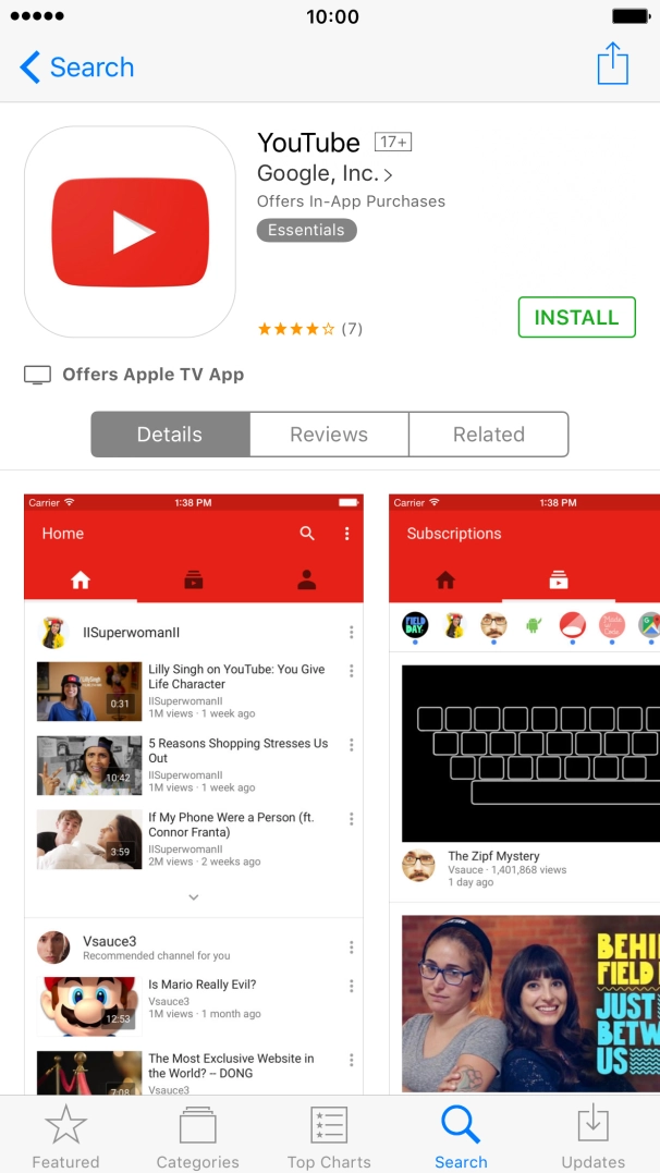 Press INSTALL and wait while YouTube is installed. Press INSTALL and wait while YouTube is installed.