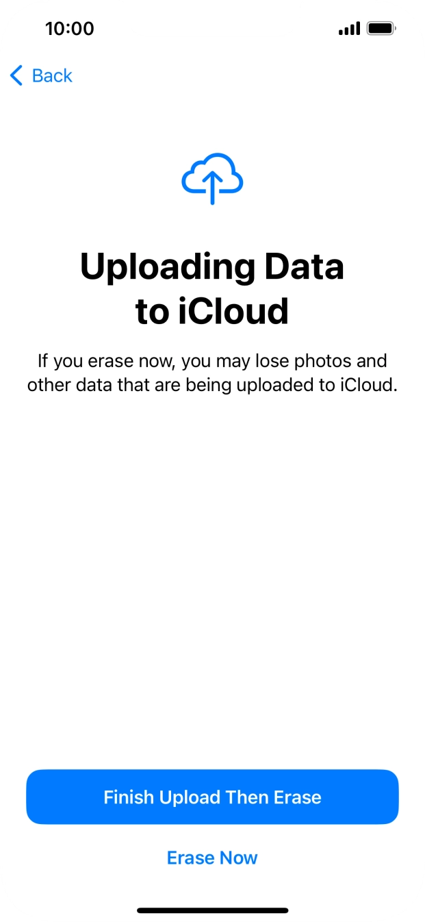 Press the required setting.
