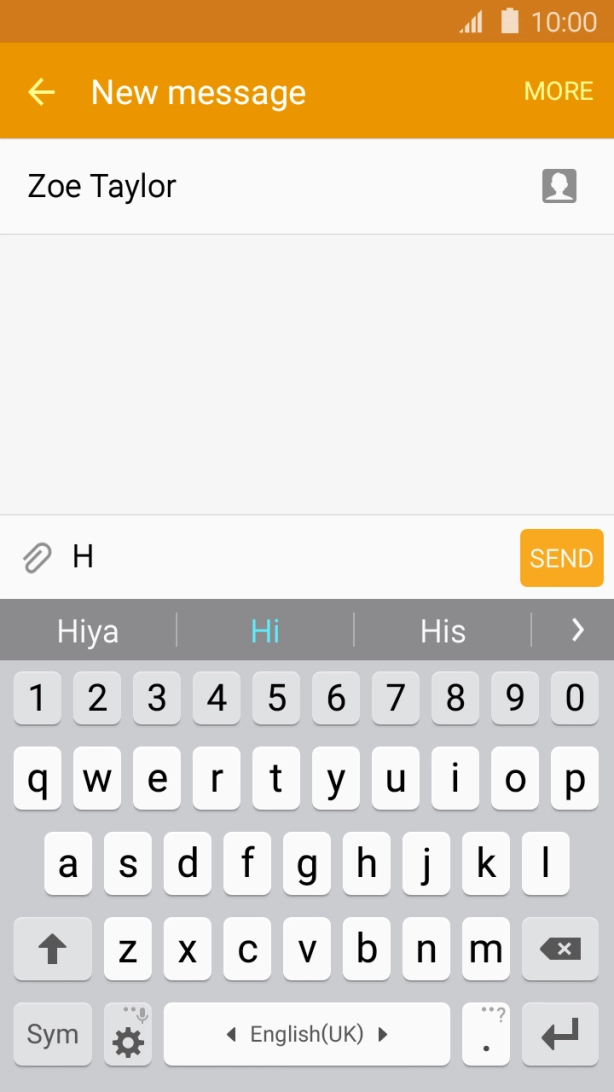 Press the required word to insert it.