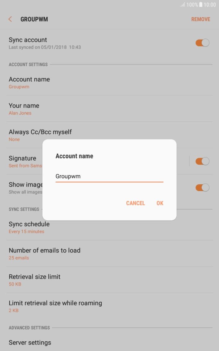 Key in the required name and press OK. Key in the required name and press OK.