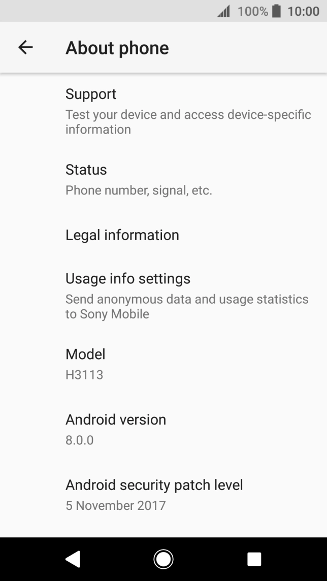 Your phone's software version is displayed below Android version.