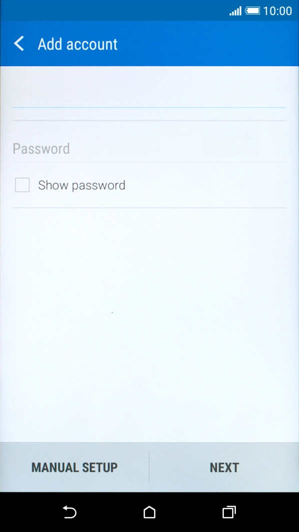 Press Password and key in the password for your email account.