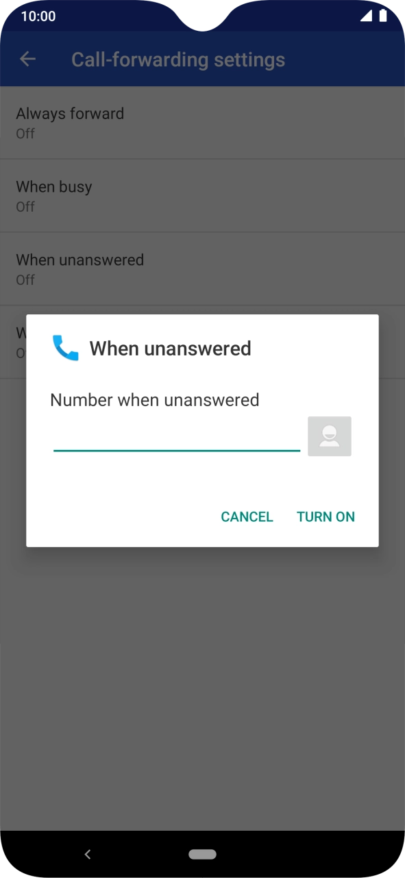 Key in +61101 and press TURN ON.