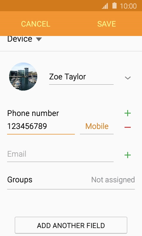 Press the field next to the phone number.