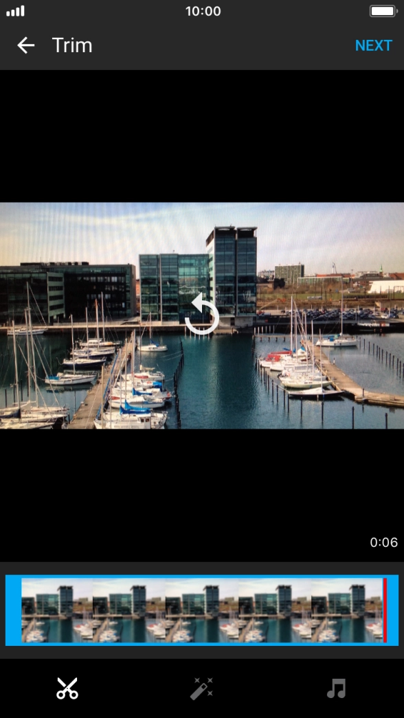 Follow the instructions on the screen to edit the video clip and press NEXT.