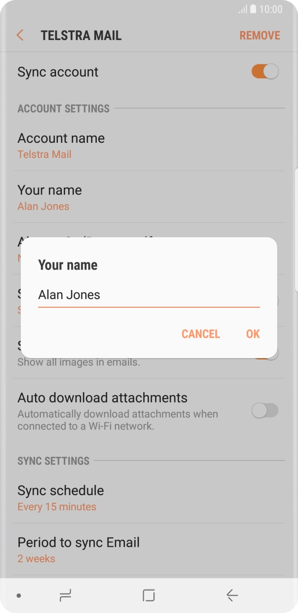 Key in the required sender name and press OK. Key in the required sender name and press OK.