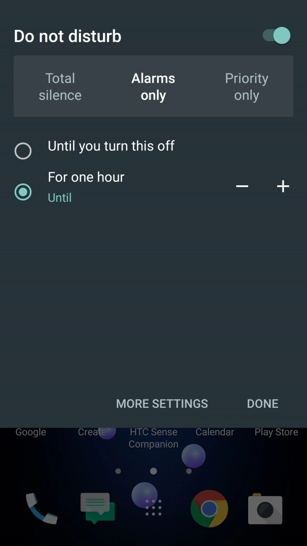 If you turn on silent mode, press DONE.