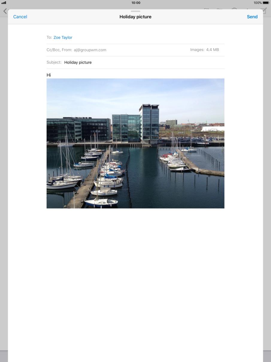 Press Send when you've finished your email.