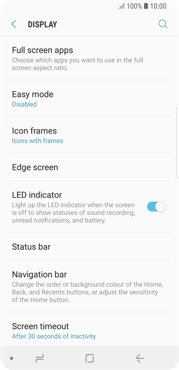 Press Screen timeout.