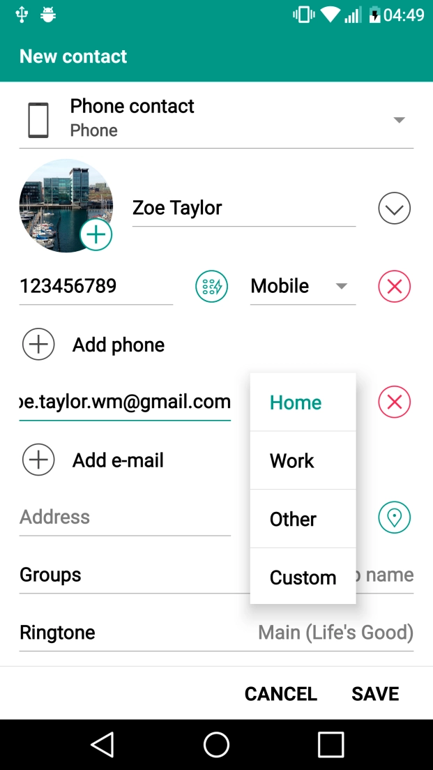 Press the required email type.