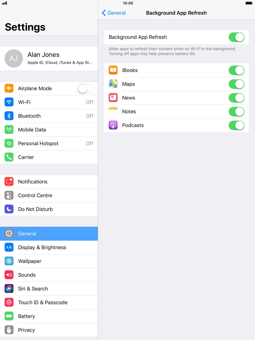 Press the indicator next to 