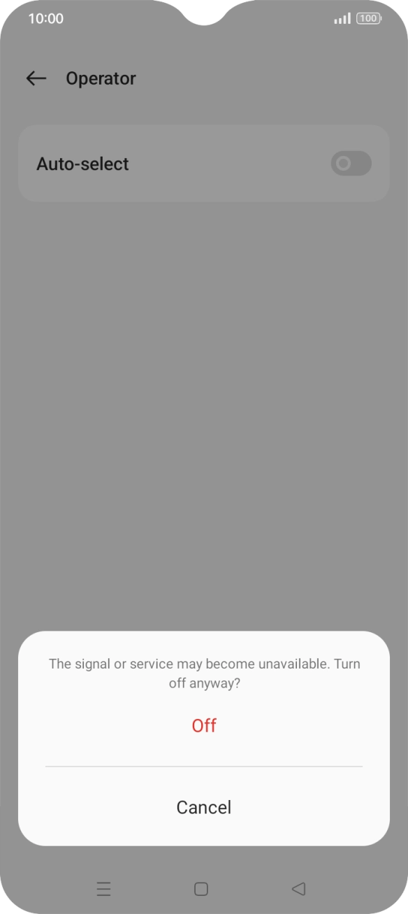 Press Off to turn off the function and wait while your phone searches for networks.