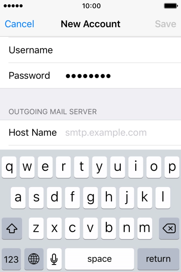 Press Host Name and key in smtp.telstra.com.