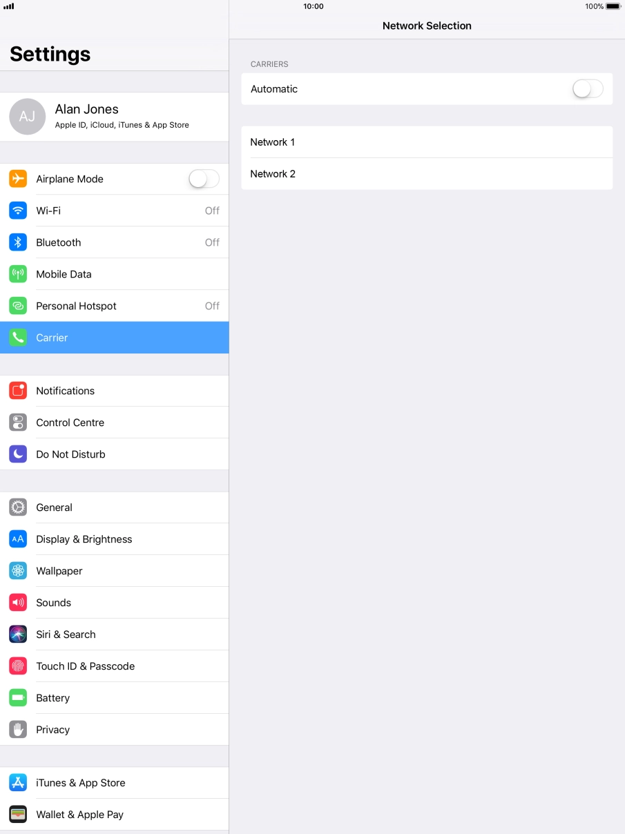 If you turn off the function, press the required network.