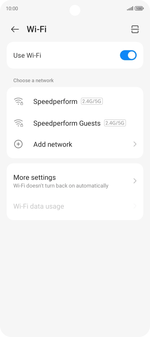 Press the required Wi-Fi network.