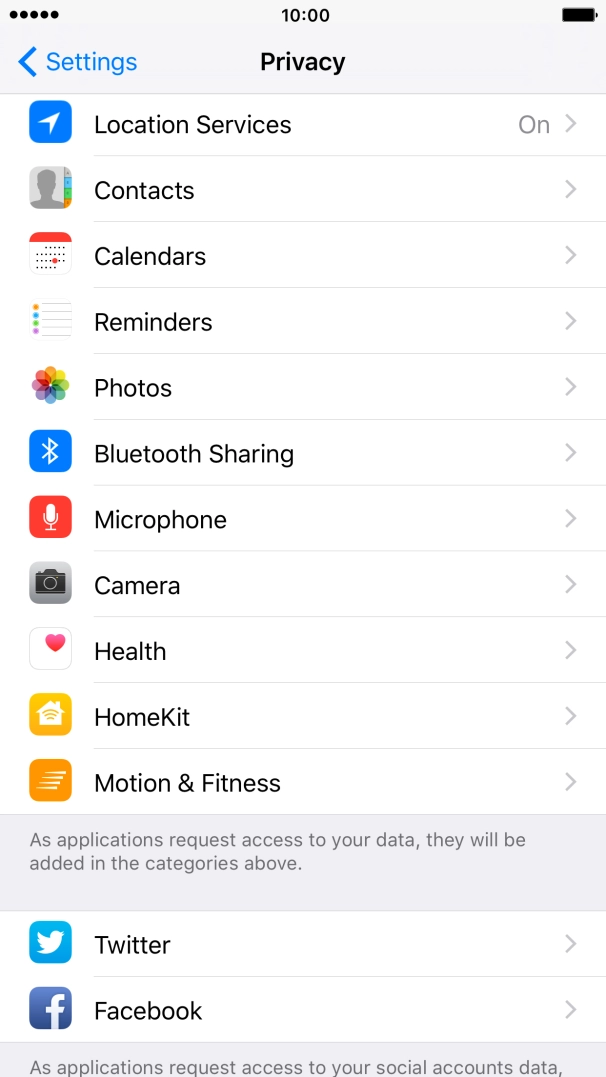 Press Location Services.
