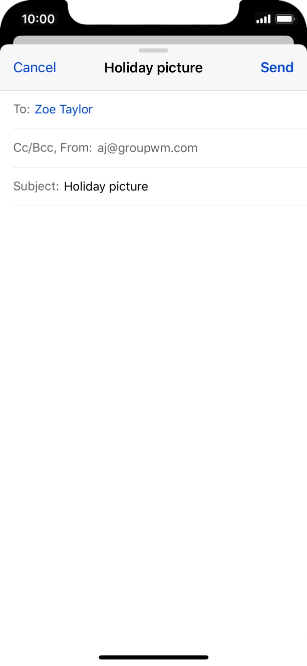 Press the text input field and write the text for your email.
