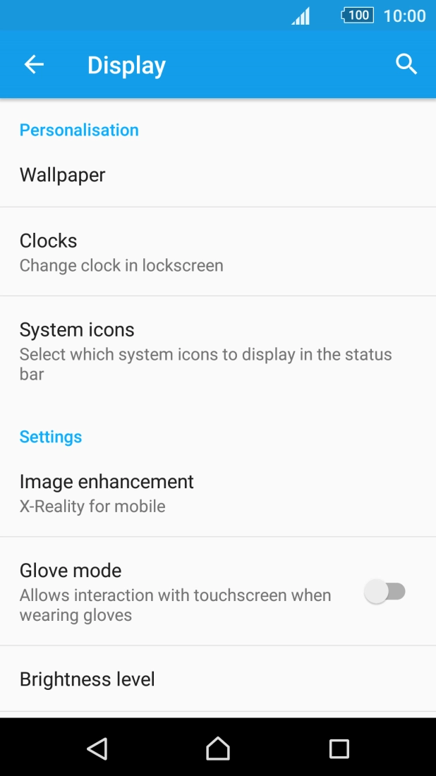 Press Brightness level. Press Brightness level.