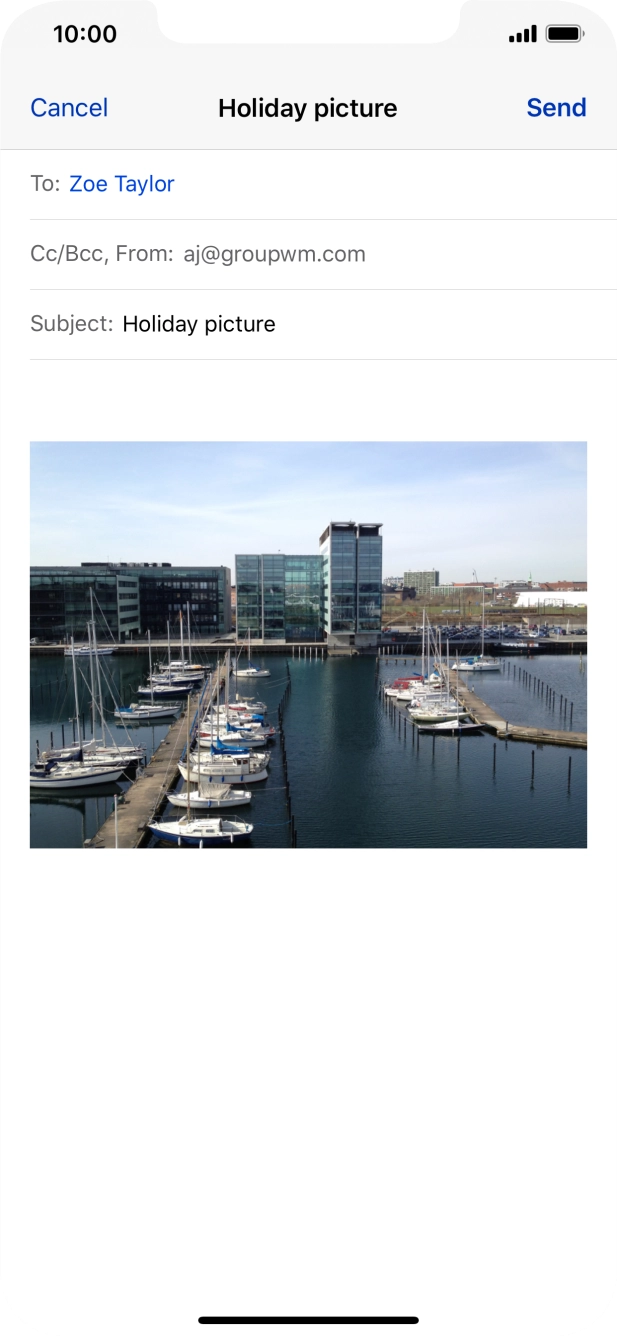 Press the text input field and write the text for your email.