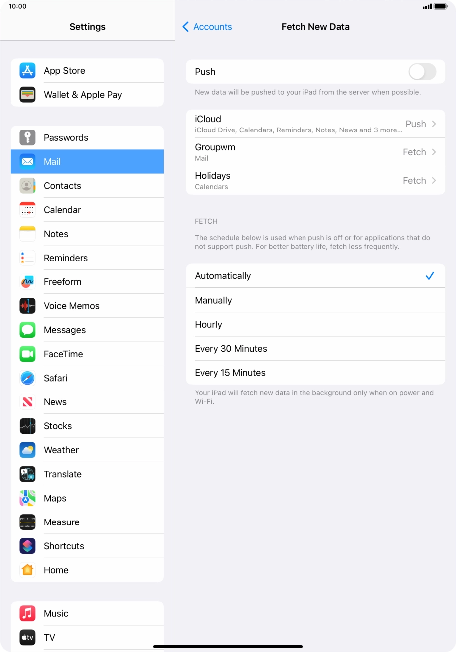 If you turn off the function, press the required setting.