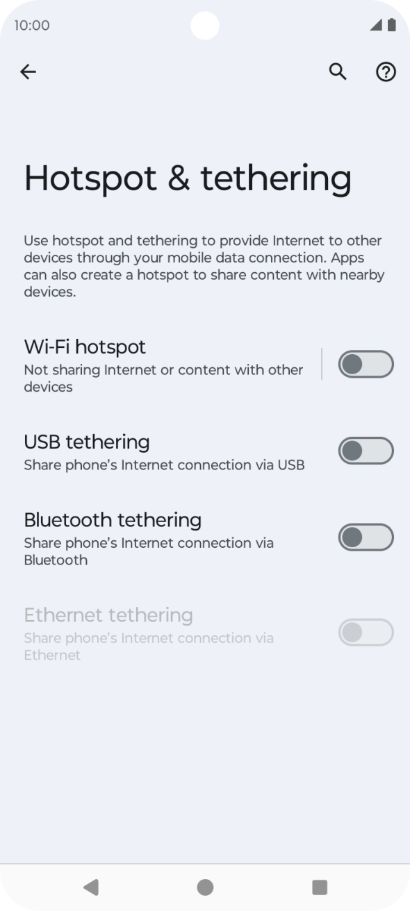 Press Wi-Fi hotspot. Press Wi-Fi hotspot.
