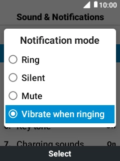 Select the required setting to turn silent mode on or off.