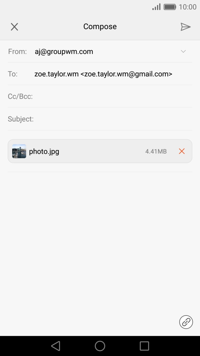 Press Subject and write the subject of your email.
