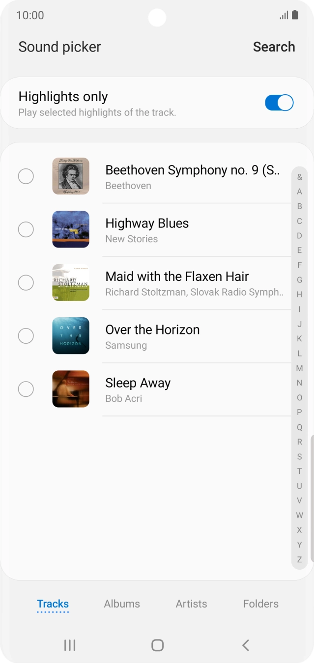 Press the different ring tones to hear them.