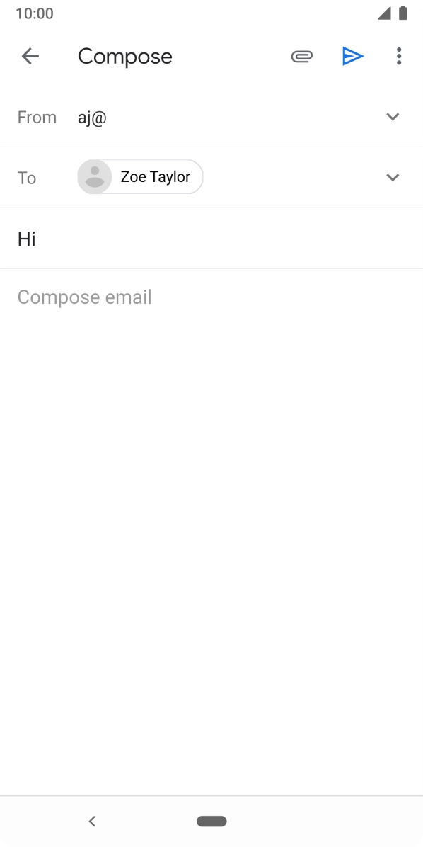 Press the text input field and write the text for your email.