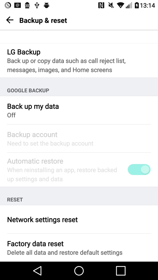 Press Factory data reset.