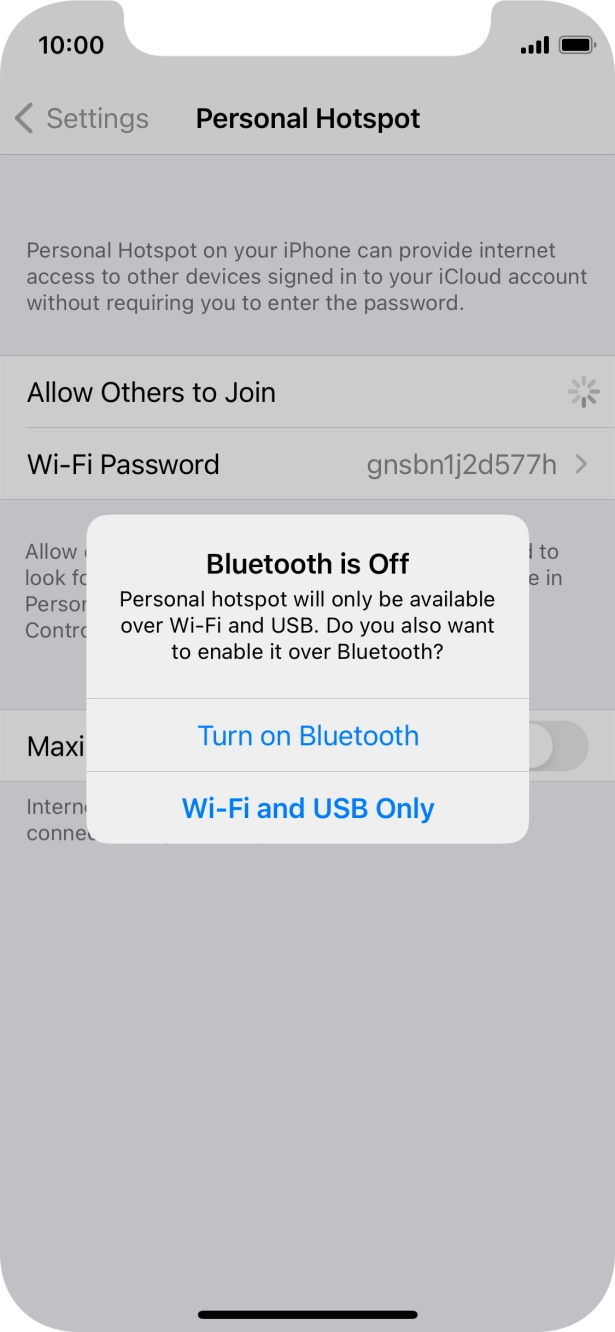 If Wi-Fi is turned on, press Wi-Fi and USB Only.