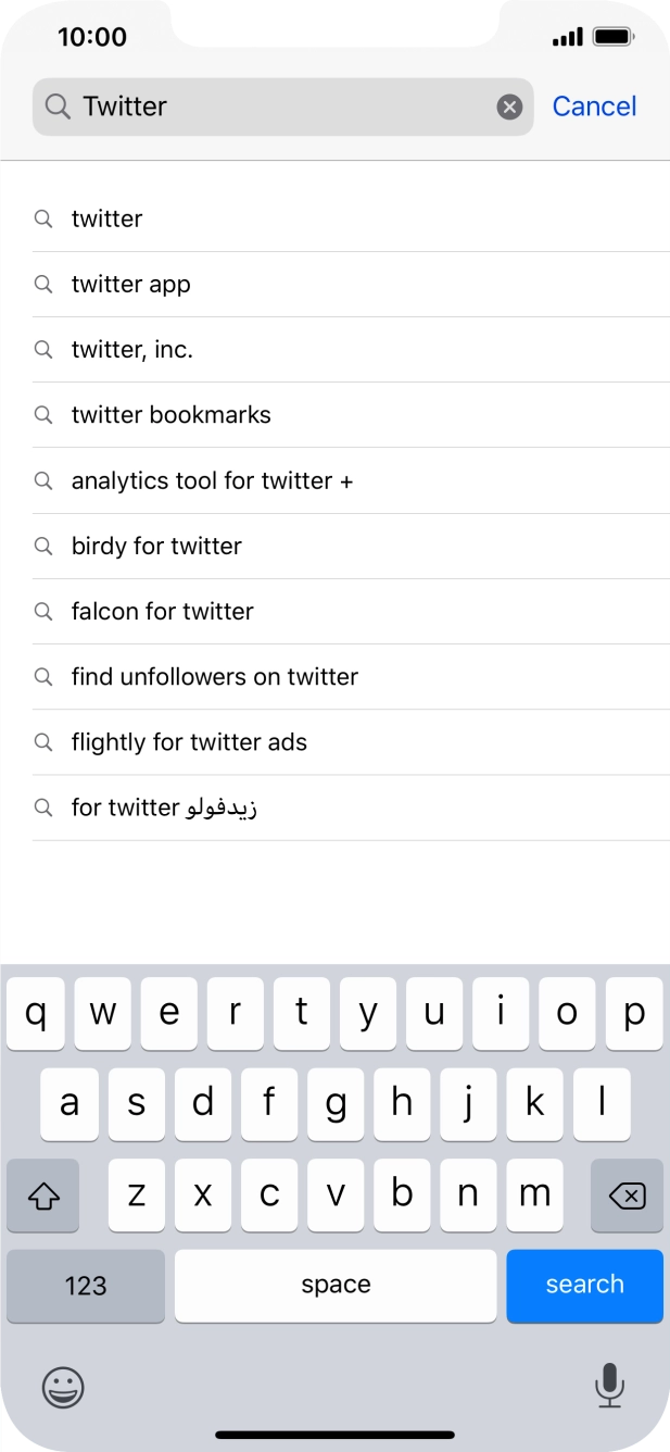 Key in Twitter and press search.